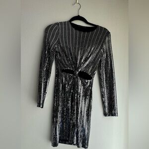 Black and silver sequin mini dress